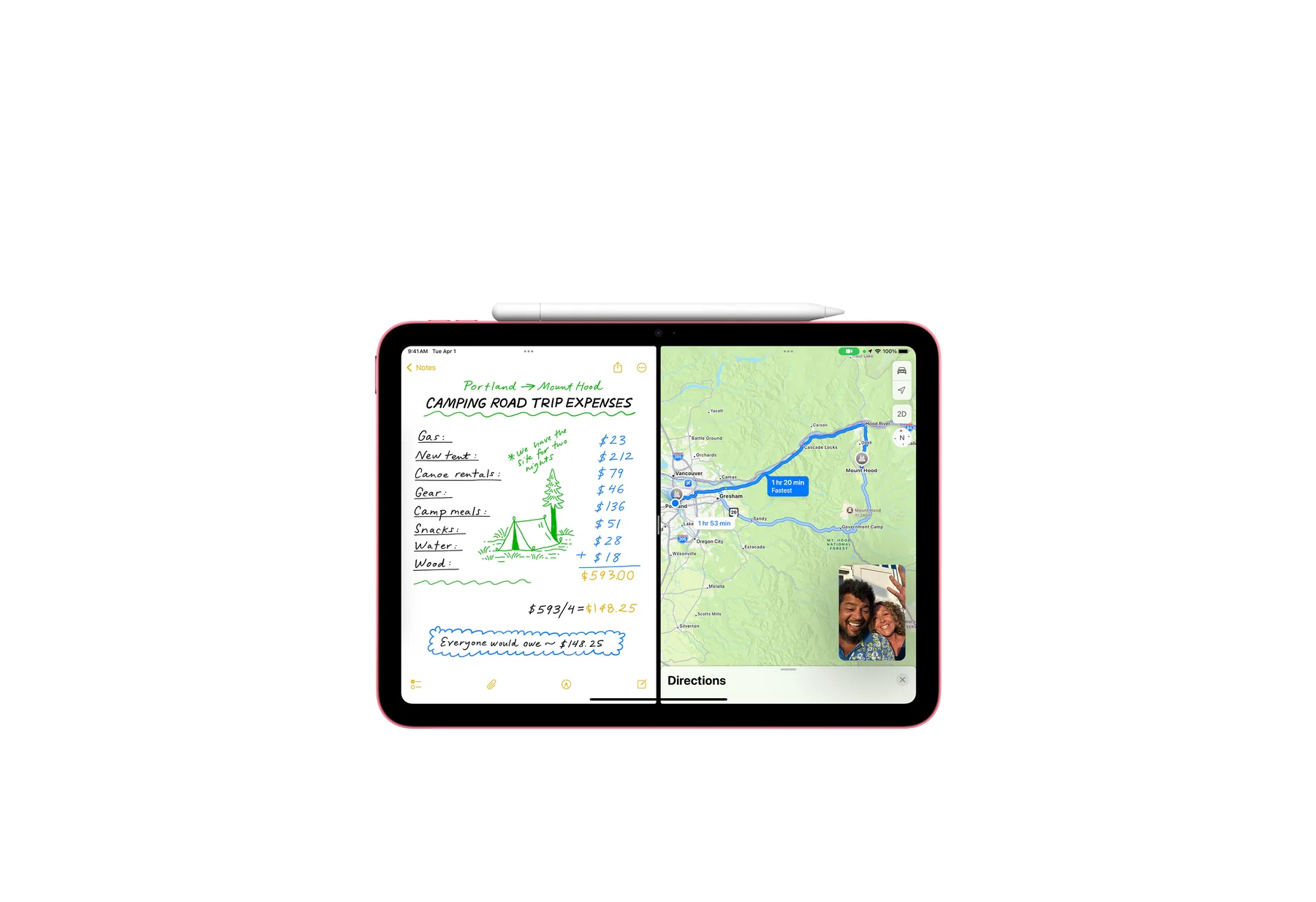 Tvö öpp hlið við hlið. Skipuleggðu ferðina með Notes og Maps.